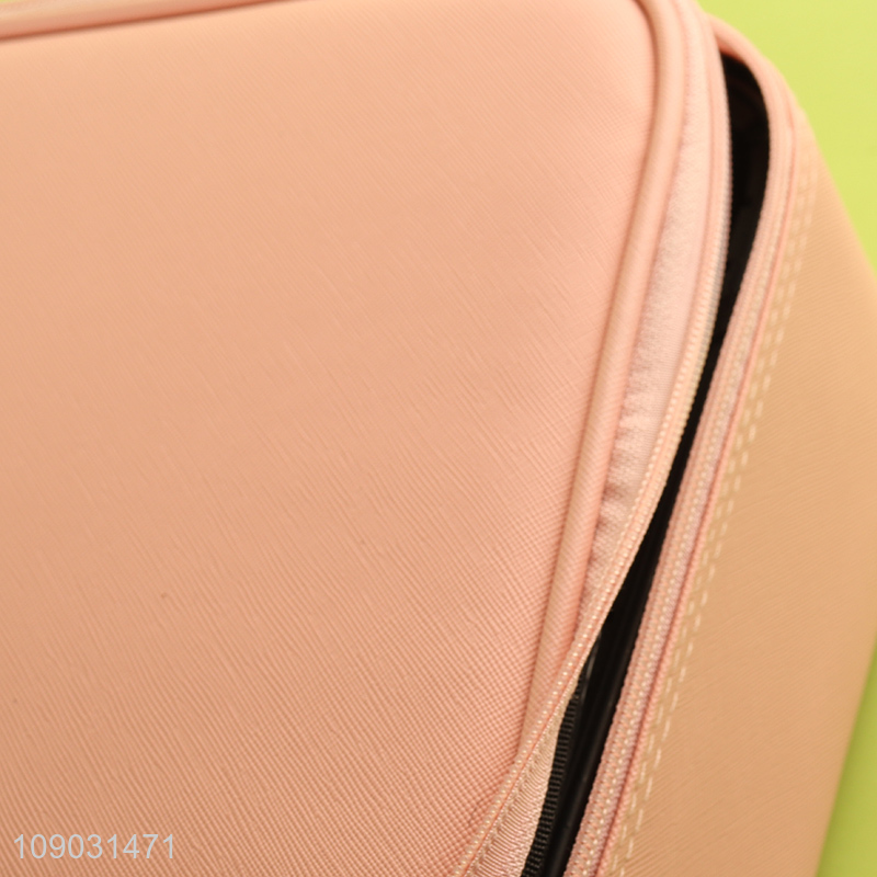 Hot items portable pu leather led makeup mirror handheld makeup bag