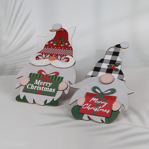 New Product Cute Christmas Gnome Ornaments Xmas Hanging Wooden Ornaments