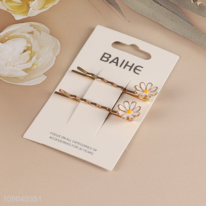 High Quality 2PCS Flower Bobby Pins Metal Hair Clips for Women Girls