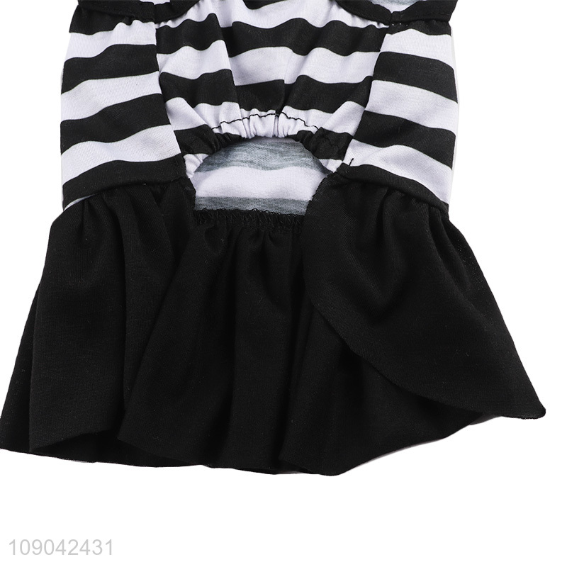 Good Quality Female Dog Dress Striped Print On-Piece Dress