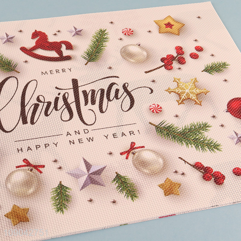 Latest design Santa Claus pattern rectangle pvc place mat dinner mat for tabletop decoration