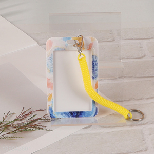 Good Quality ID Card Badge Holder with Plastic Spring Rope & Keyring