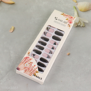 Low price 24pcs sticky on nails press-on nail fake nail set