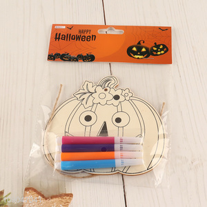 Top sale pumpkin shape hanging Halloween decoration wooden diy painting board