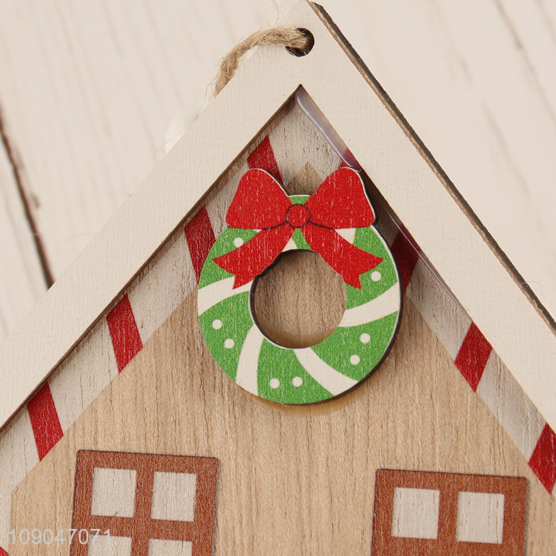 Top quality house shape wooden Christmas hanging ornaments decoration for sale