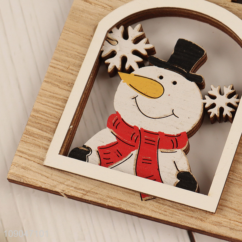 Top quality snowman wooden Christmas hanging ornaments decoration for xmas tree