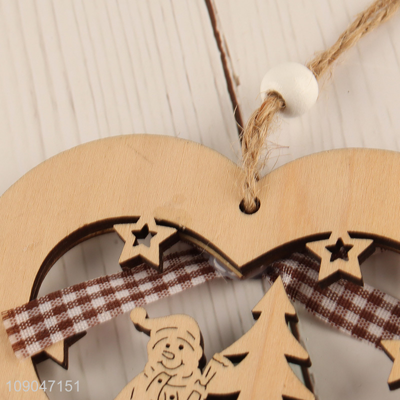 Best selling heart shape wooden Christmas hanging ornaments decoration wholesale