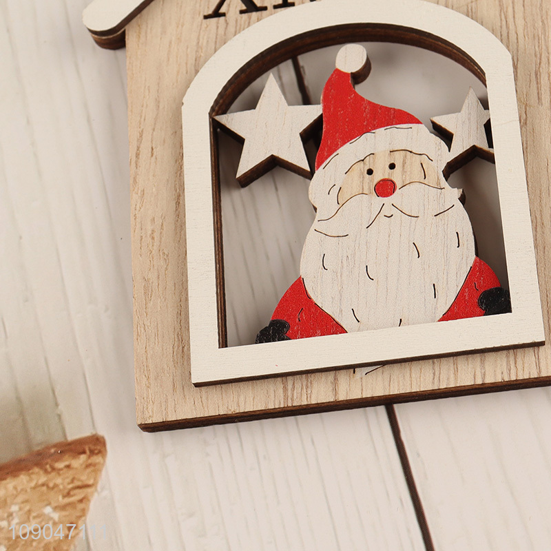 Hot selling house shape wooden Christmas hanging ornaments decoration wholesale