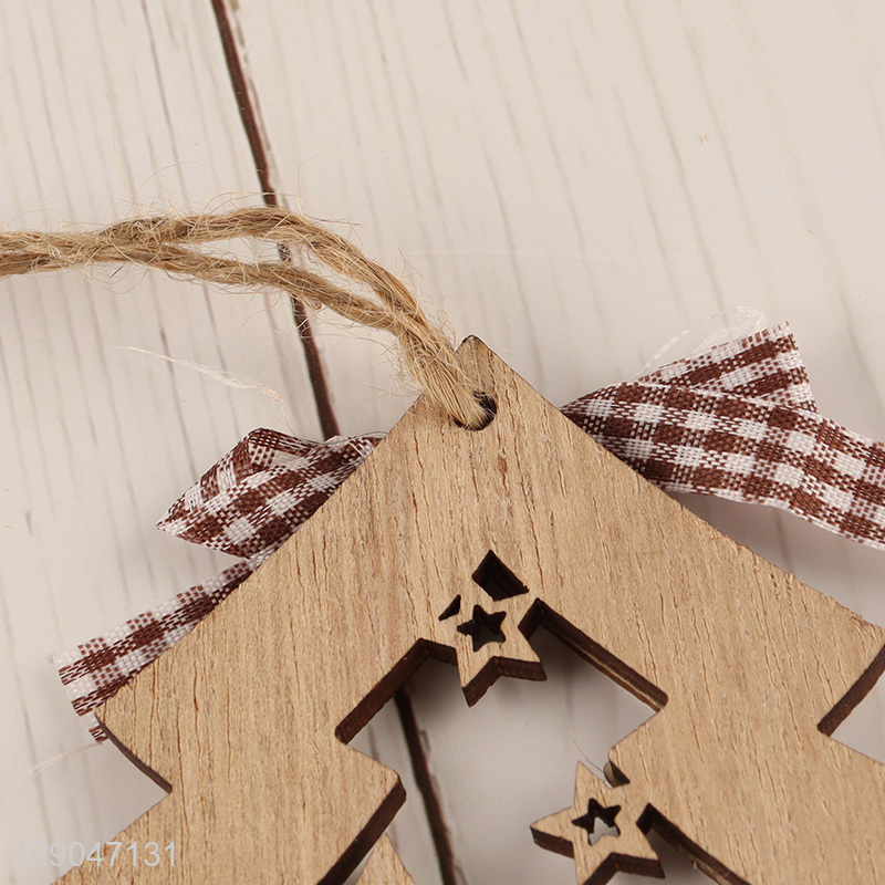 Top quality Christmas tree shape wooden Christmas hanging ornaments decoration