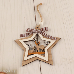 Yiwu market star shape wooden Christmas hanging ornaments decoration for sale