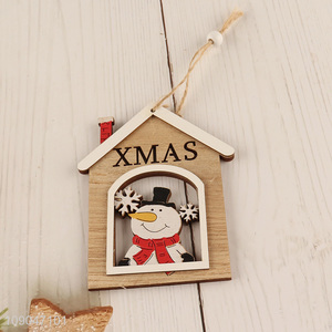 Top quality snowman wooden Christmas hanging ornaments decoration for xmas tree