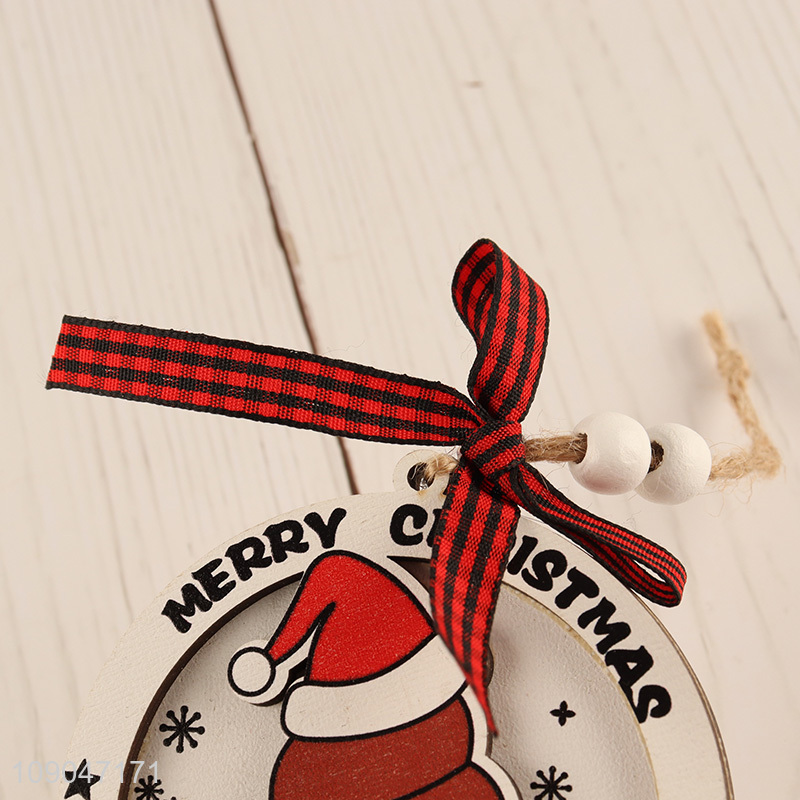 Best quality round wooden Christmas hanging ornaments decoration for sale