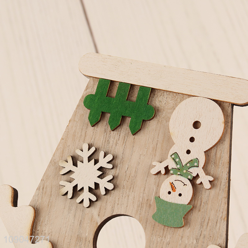 Good selling house shape wooden snowman Christmas hanging ornaments decoration