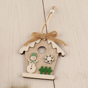 Good selling house shape wooden snowman Christmas hanging ornaments decoration