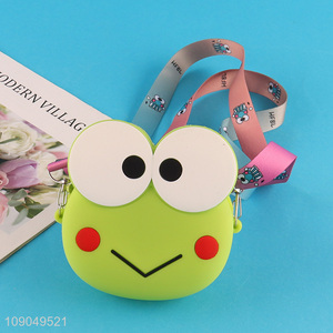 China factory cartoon portable frog shape silicone coin purse for kids