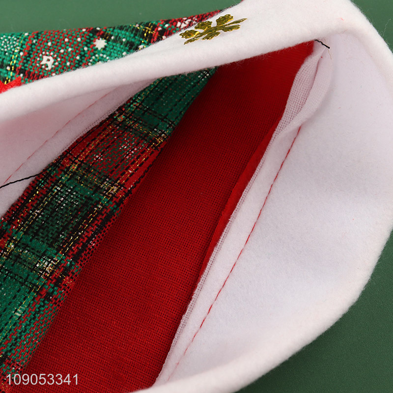 High Quality Plaid Santa Hat Christmas Hat Festival Headwear