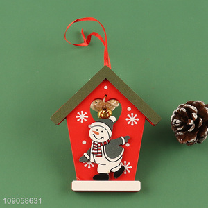 Wholesale Wooden Christmas Tree Hanging Ornaments Cute Wooden Christmas House Pendants