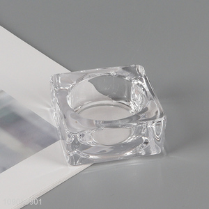 Good quality square clear glass tealight candle holder candlestick