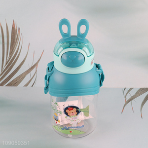 Wholesale 600ML Kawaii Cartoon Water Bottle Cute Water Bottle with Adjustable Strap