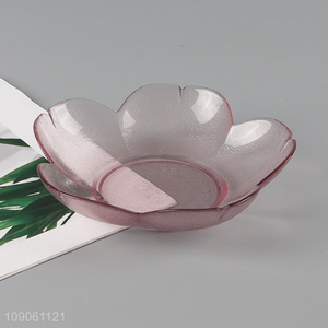 Hot selling home flower shape glass fruits plate snack plate wholesale