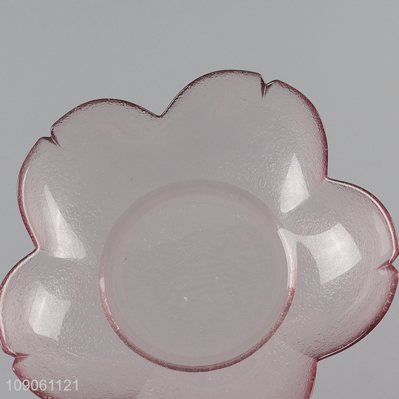 Hot selling home flower shape glass fruits plate snack plate wholesale