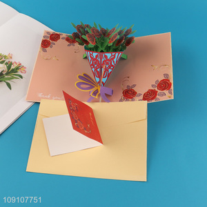 Good Quality 3D Greeting Card Flower Pop Up Card Thank You Card