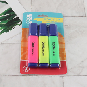 Low price 3pcs school office stationery highlighters pen  set for sale