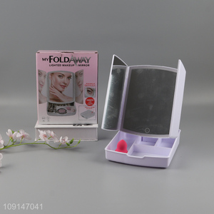 Hot products folding led cosmetic mirror vanity mirror with storage box