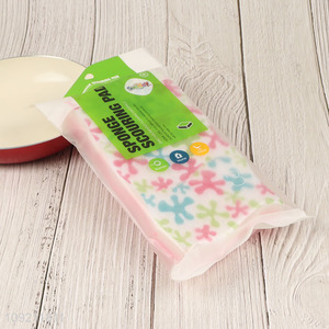 Yiwu market 3pcs printed kitchen dish washing scouring pad set for sale