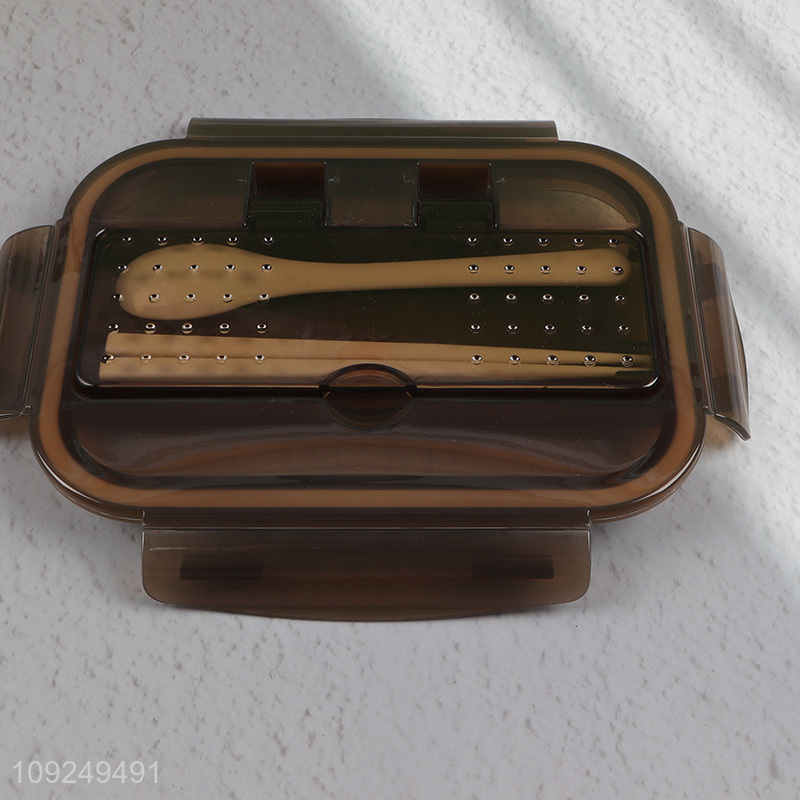 Low price rectangle glass food container preservation box lunch box with tableware