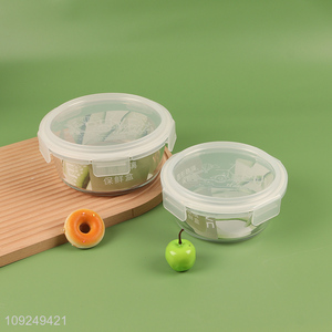 Top selling round home kitchen glass food container preservation box with lid