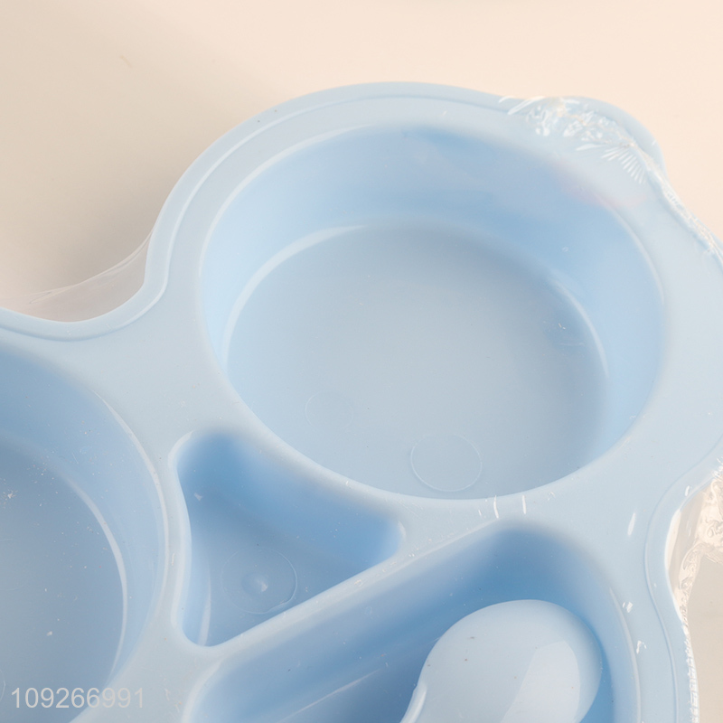 Top selling car shape plastic baby dinner plate set with fork and spoon wholesale