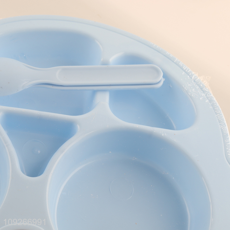 Top selling car shape plastic baby dinner plate set with fork and spoon wholesale