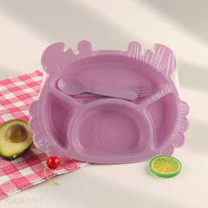 Best selling crab shape plastic baby dinner plate set with fork and <em>spoon</em> wholesale
