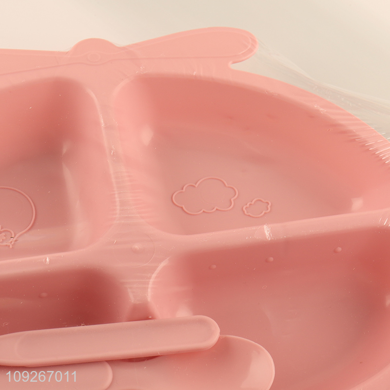 Popular products cartoon baby dinner plate set with fork and spoon for home