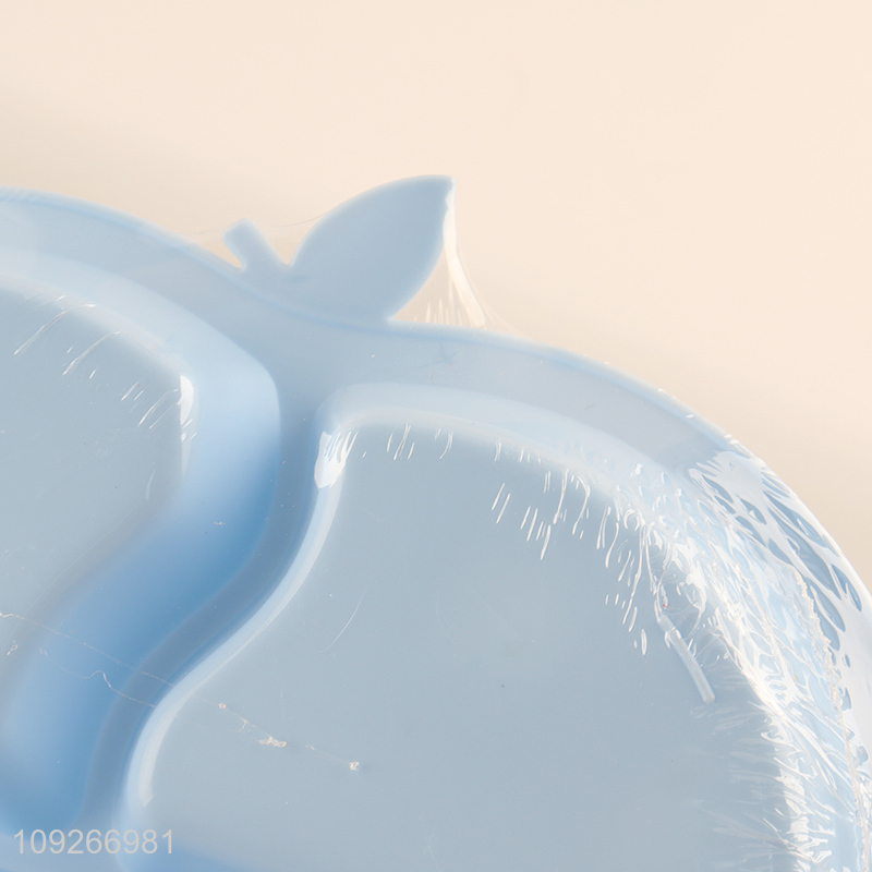 China products apple shape baby dinner plate set with fork and spoon