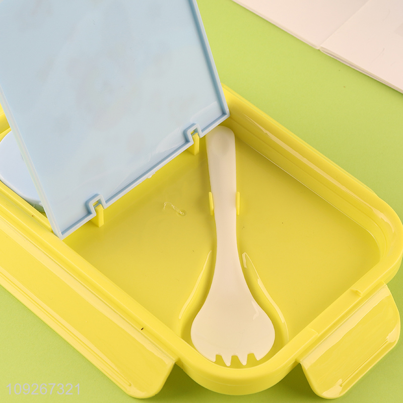 Yiwu market cartoon school kids plastic lunch box set with spoon