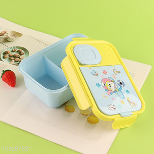 Yiwu market cartoon school kids plastic lunch box set with <em>spoon</em>
