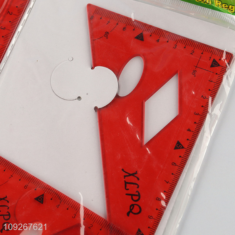 Top selling school kids stationery plastic ruler set wholesale