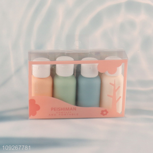 Top quality portable travel 4pcs travel kit plastic <em>storage</em> <em>bottle</em> set