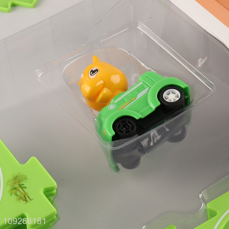 Top quality children dinosaur puzzle game electric rail car toys set