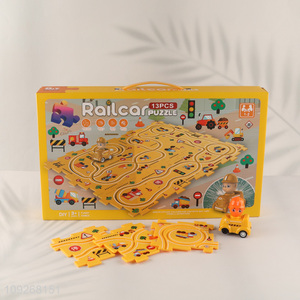 Hot products kids engineering <em>puzzle</em> game electric rail car toys for sale