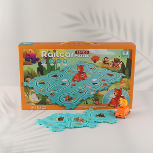 China factory creative children cartoon <em>puzzle</em> game rail car toys for slae