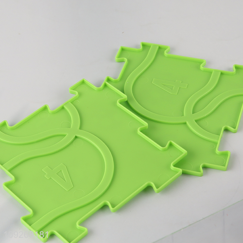 Top quality children dinosaur puzzle game electric rail car toys set