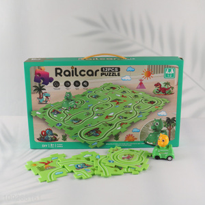 China supplier dinosaur series <em>puzzle</em> game electric rail car toys for children