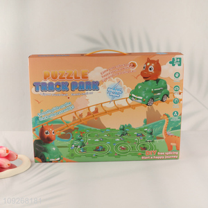 Top quality children dinosaur <em>puzzle</em> game electric rail car toys set