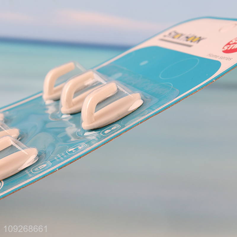 Popular products 6pcs white plastic sticky hook wall hook for household