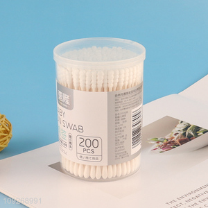 China supplier 200pcs <em>baby</em> <em>care</em> bamboo stick cotton swab cotton bud for sale