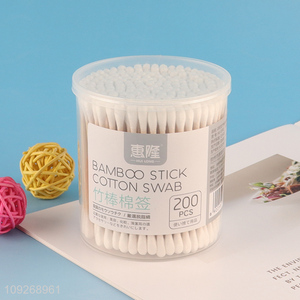 Top selling disposable 200pcs <em>bamboo</em> <em>stick</em> cotton swab for personal care