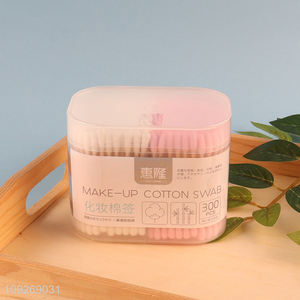 Yiwu market 300pcs makeup <em>bamboo</em> <em>stick</em> cotton swab cotton bud for sale